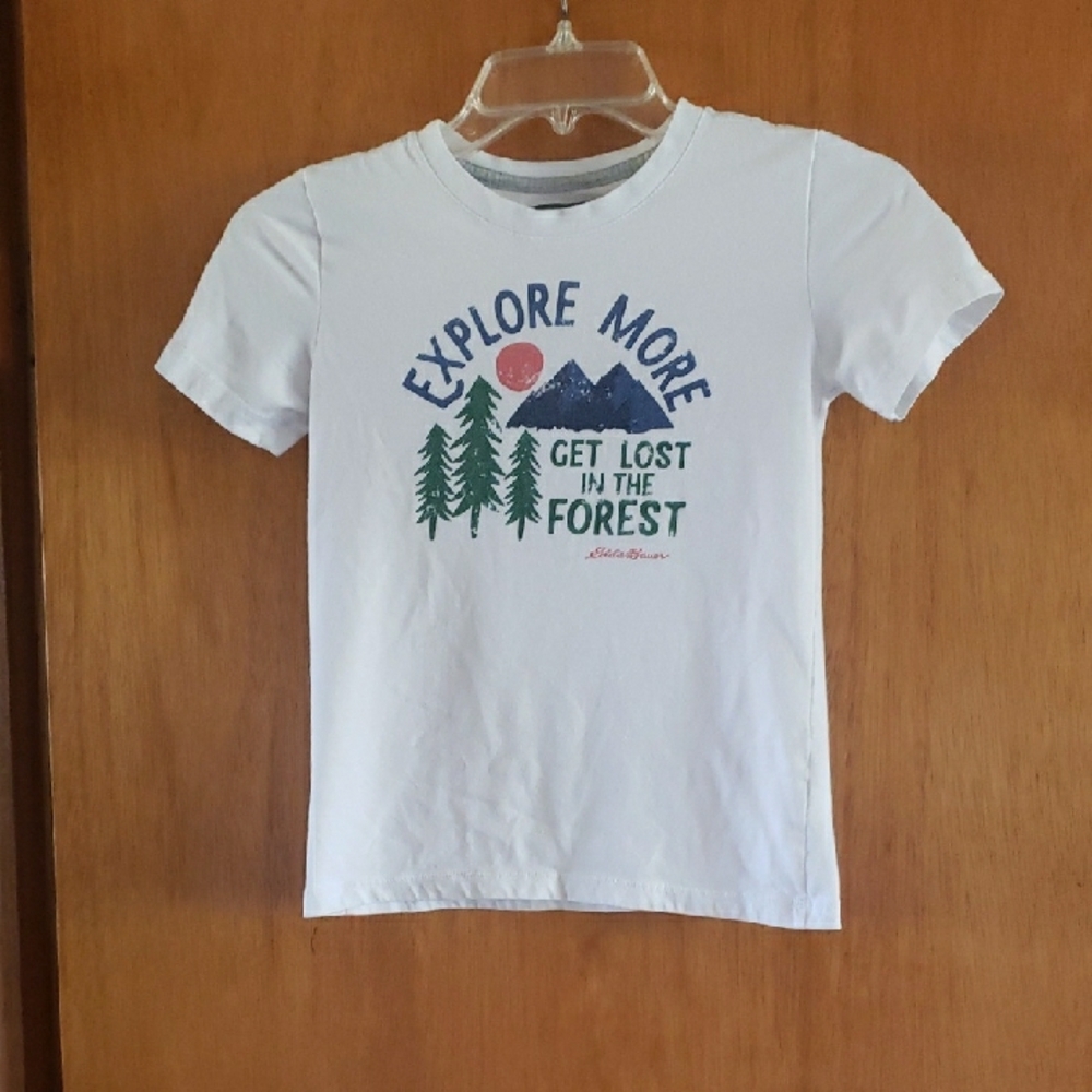 Eddie Bauer White and Green Short Sleeve Tee